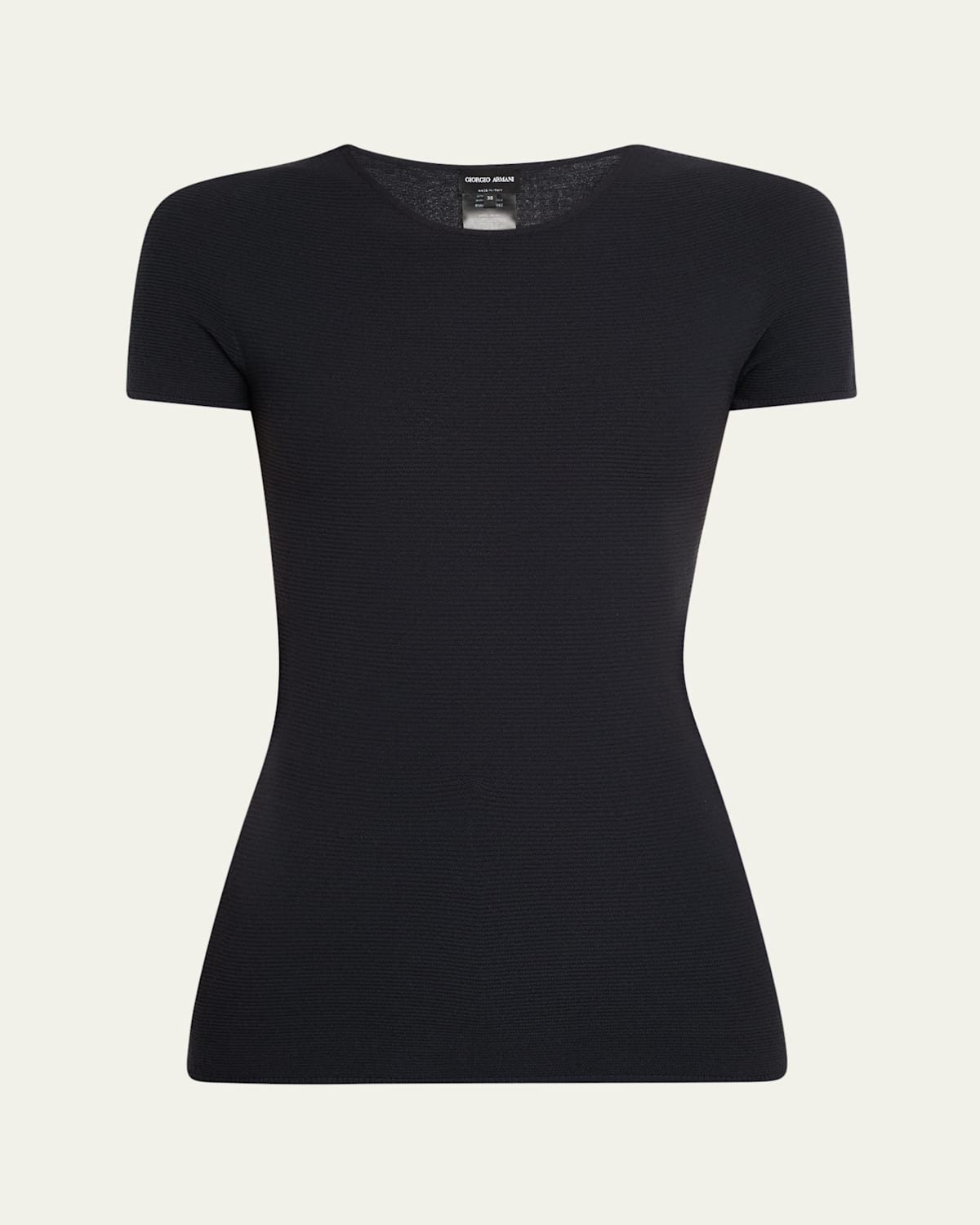 Giorgio Armani Short-sleeve Seamless Sweater In Solid Dark Grey