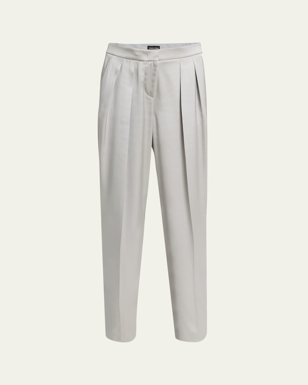 Pleated Skinny Leg Silk Trousers