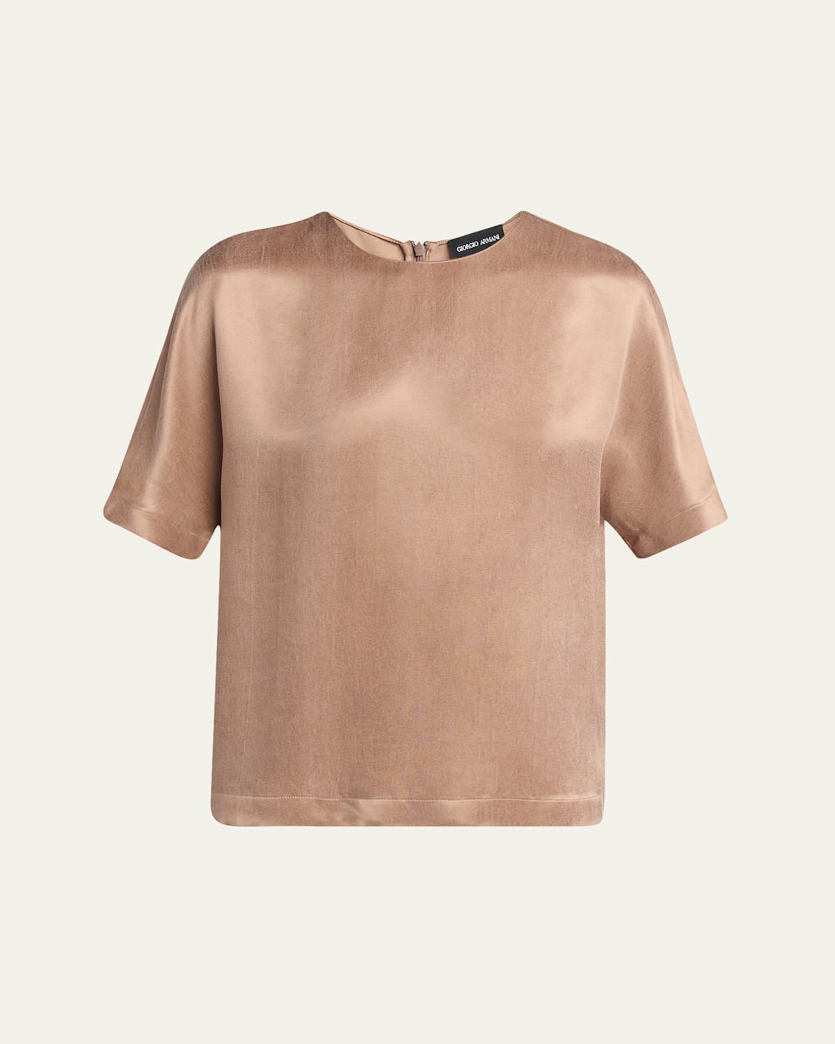 Giorgio Armani Short Sleeve Viscose-blend Top In Solid Dark Orange