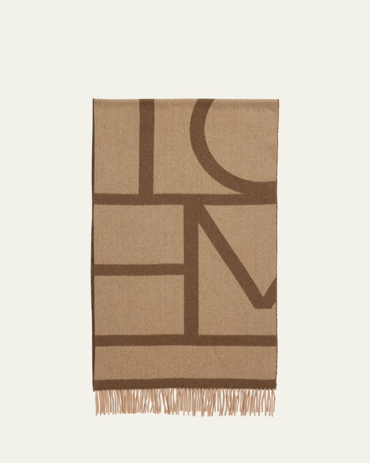 Totême Wool Tonal Monogram Scarf In Espresso Biscuit 157