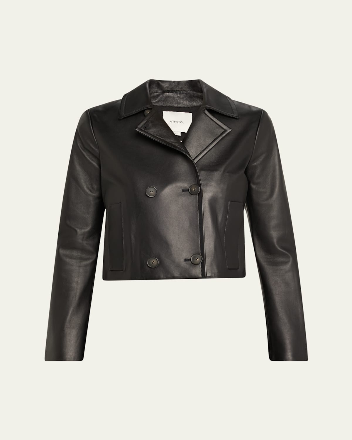 Vince Shrunken Leather Peacoat In Shrunken Leather Peacoat
