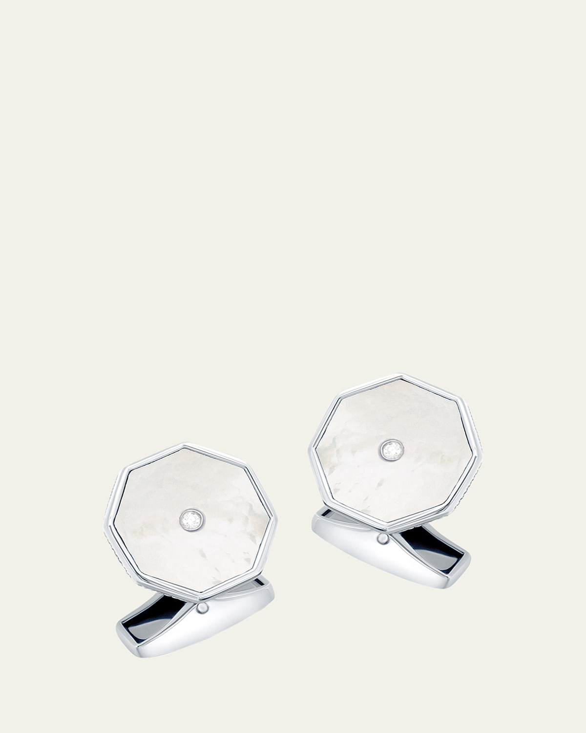 Tateossian Men's Mother-of-pearl London Eye Cufflinks With Diamonds In White/silver