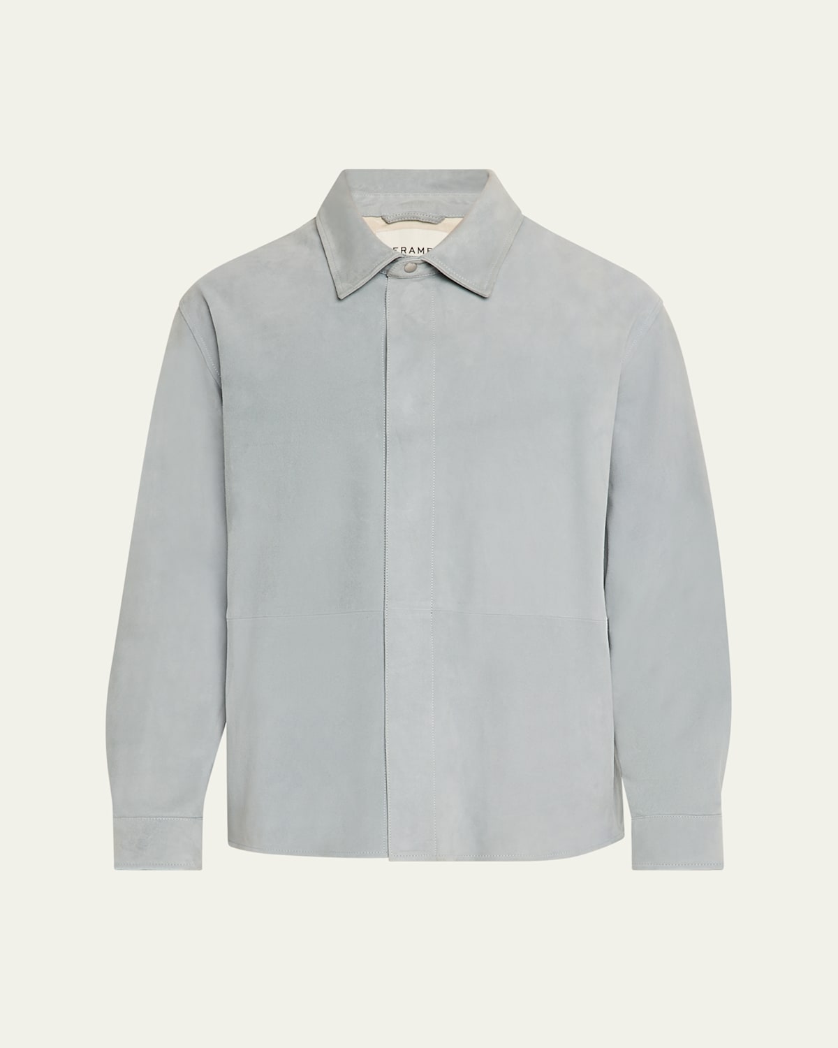 Frame Men's Solid Suede Overshirt In Smoky Blue