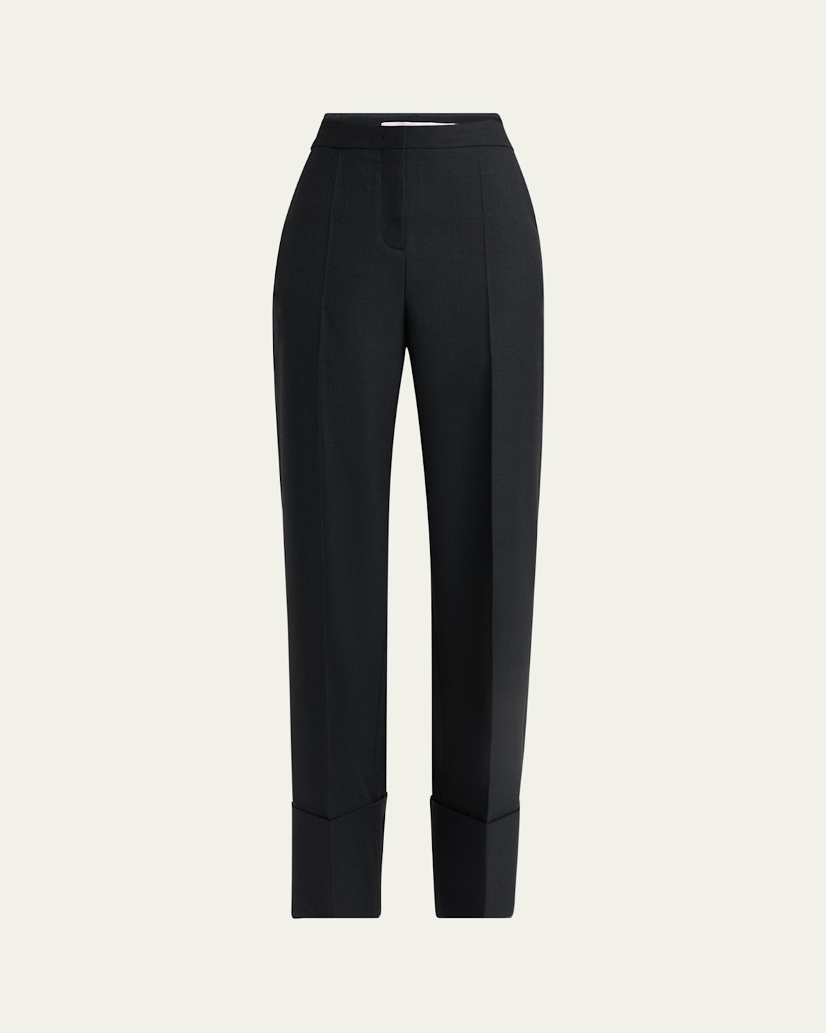 Valentino Cuffed Wool Trousers In Black