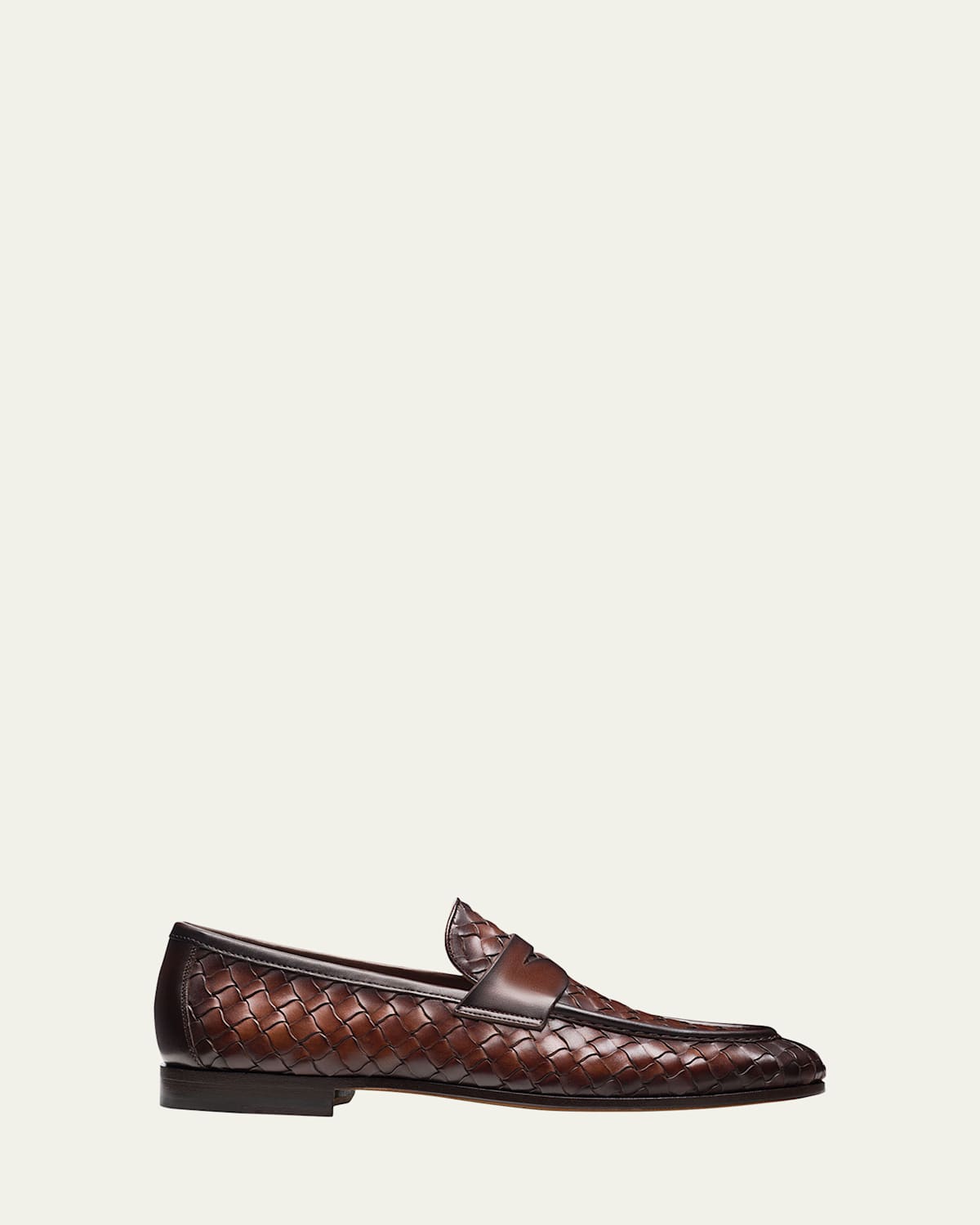 Magnanni Men's Hyde Woven Leather Penny Loafers In Brown