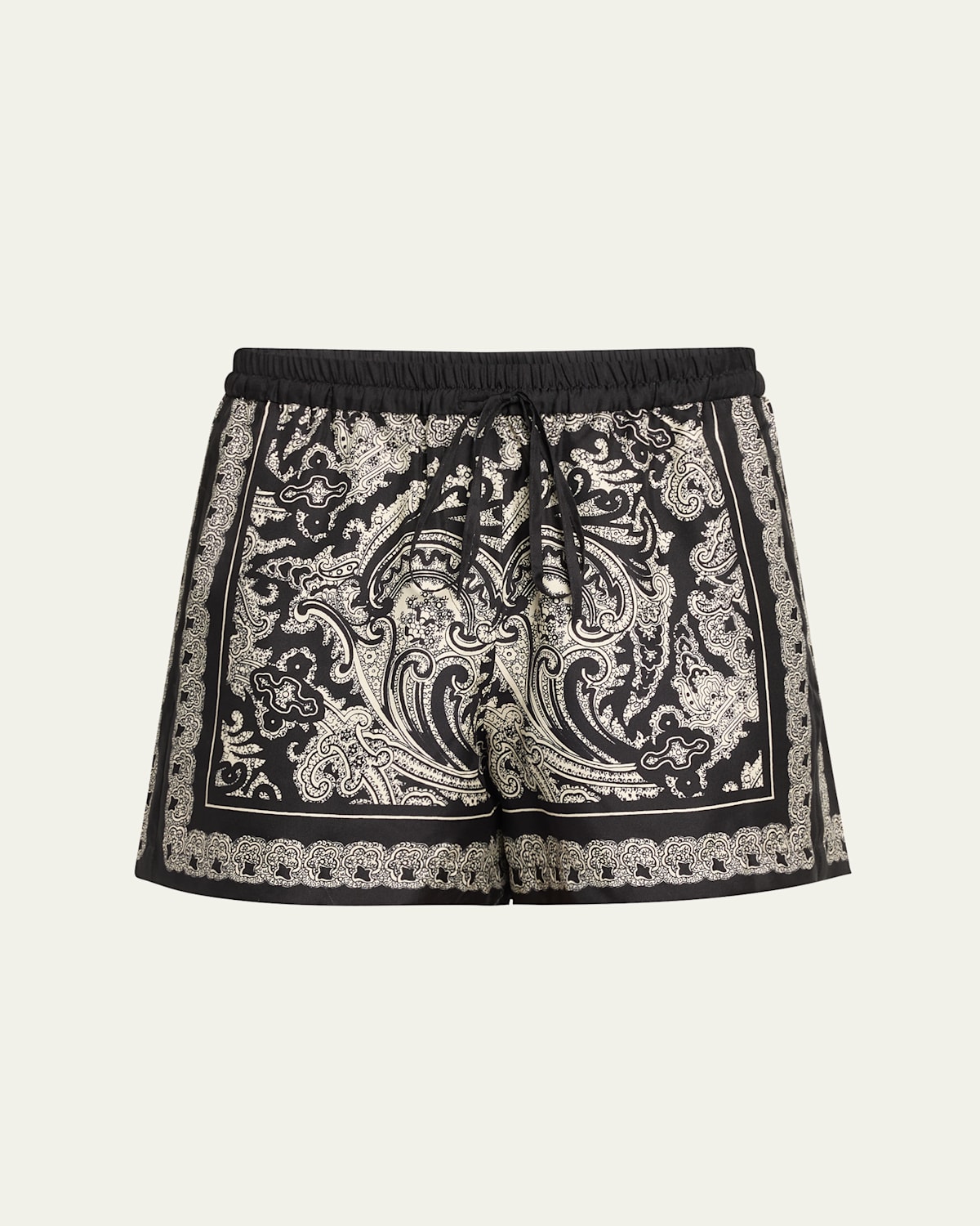 Nili Lotan Frances Paisley Drawstring Silk Shorts