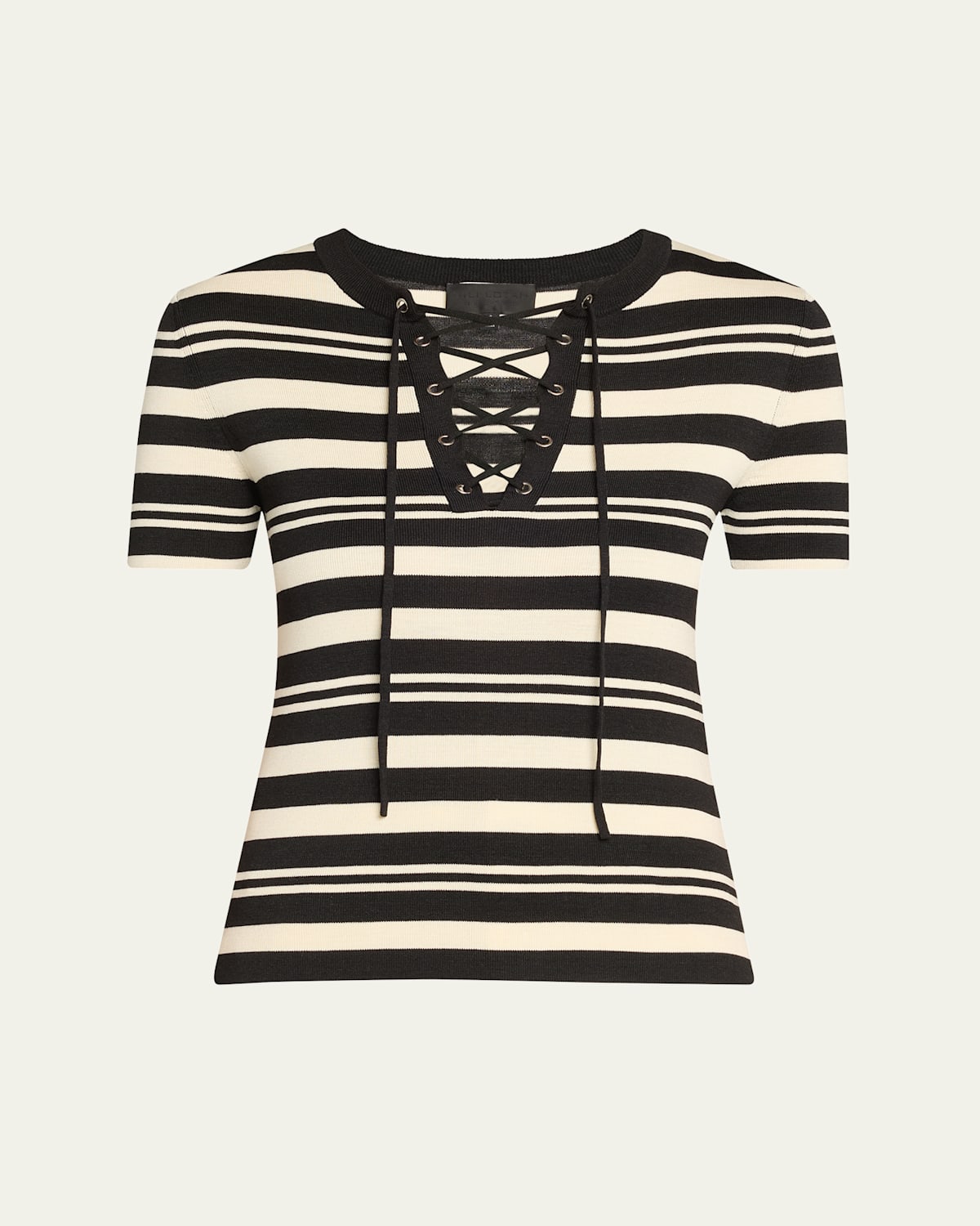 Shop Nili Lotan Oaklynn Stripe Lace-up Silk T-shirt