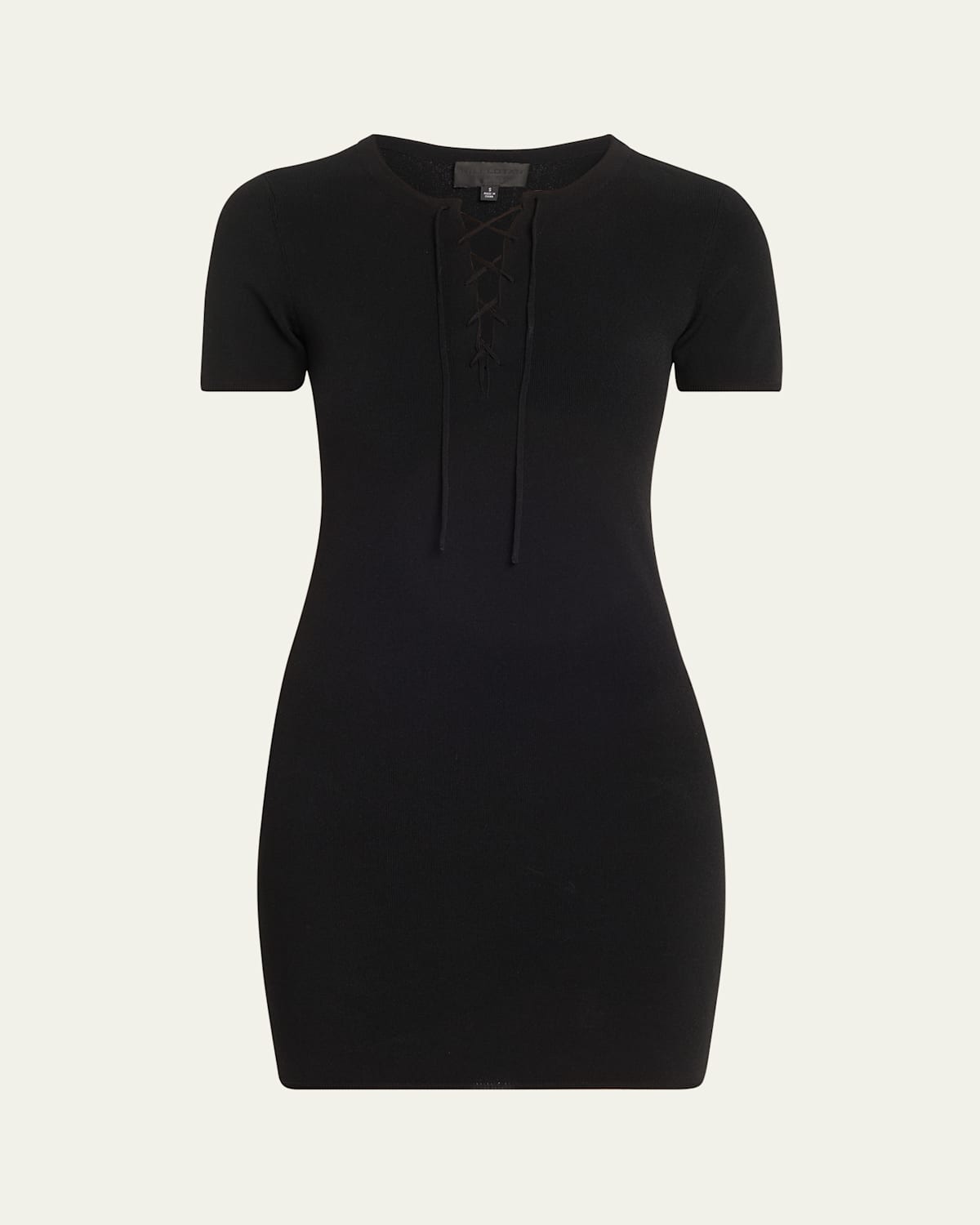 NILI LOTAN PALMA LACED SHORT-SLEEVE MINI SWEATER DRESS 