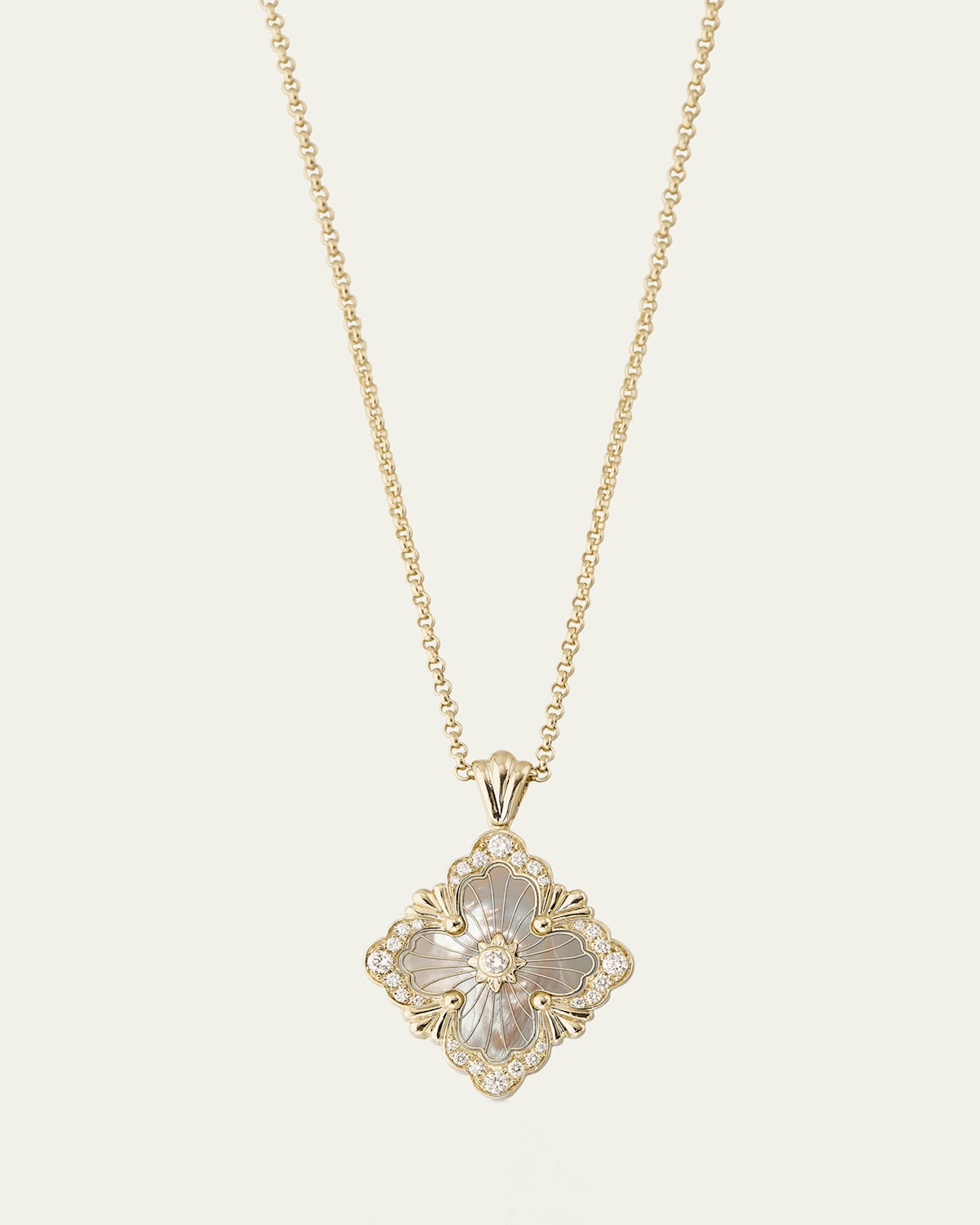 Opera Tulle 18K Yellow Gold Diamond and MOP Big Motif Pendant Necklace