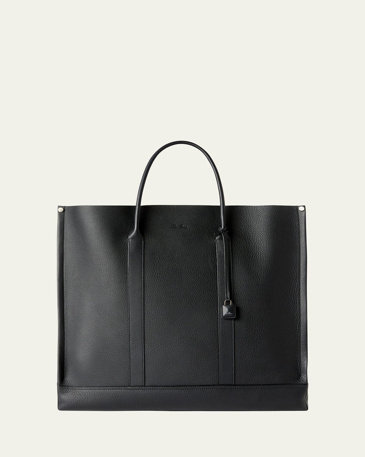 Loro Piana Beam Leather Tote Bag In Black Gun Metal