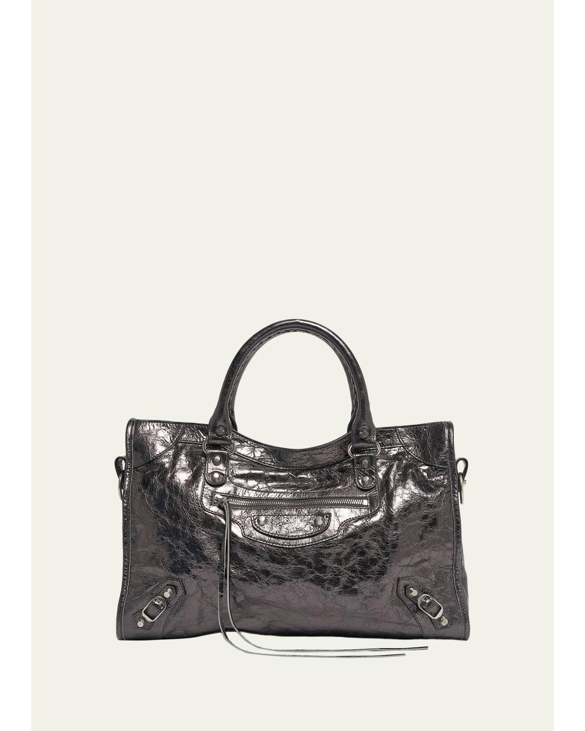 Le City Medium Metallic Leather Tote Bag