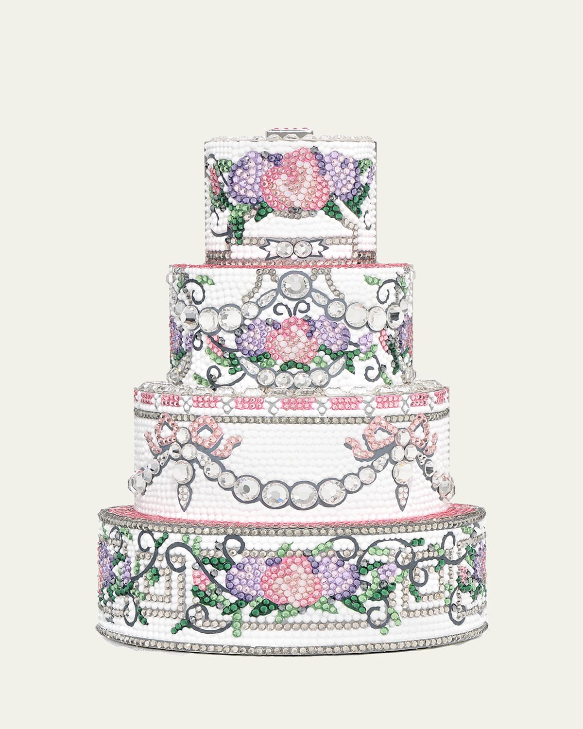 Judith Leiber Tie The Knot Tiered Cake Clutch Bag In Silver