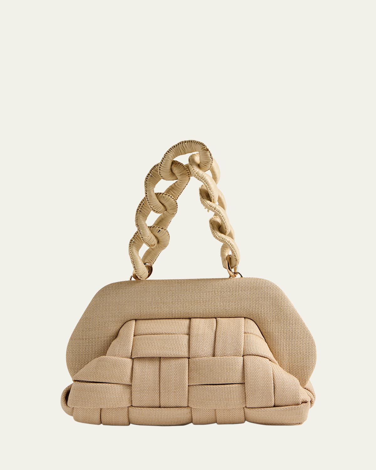 Themoirè Tia Woven Vegan Fabric Top-handle Bag In Tia Weaved Straw Shell