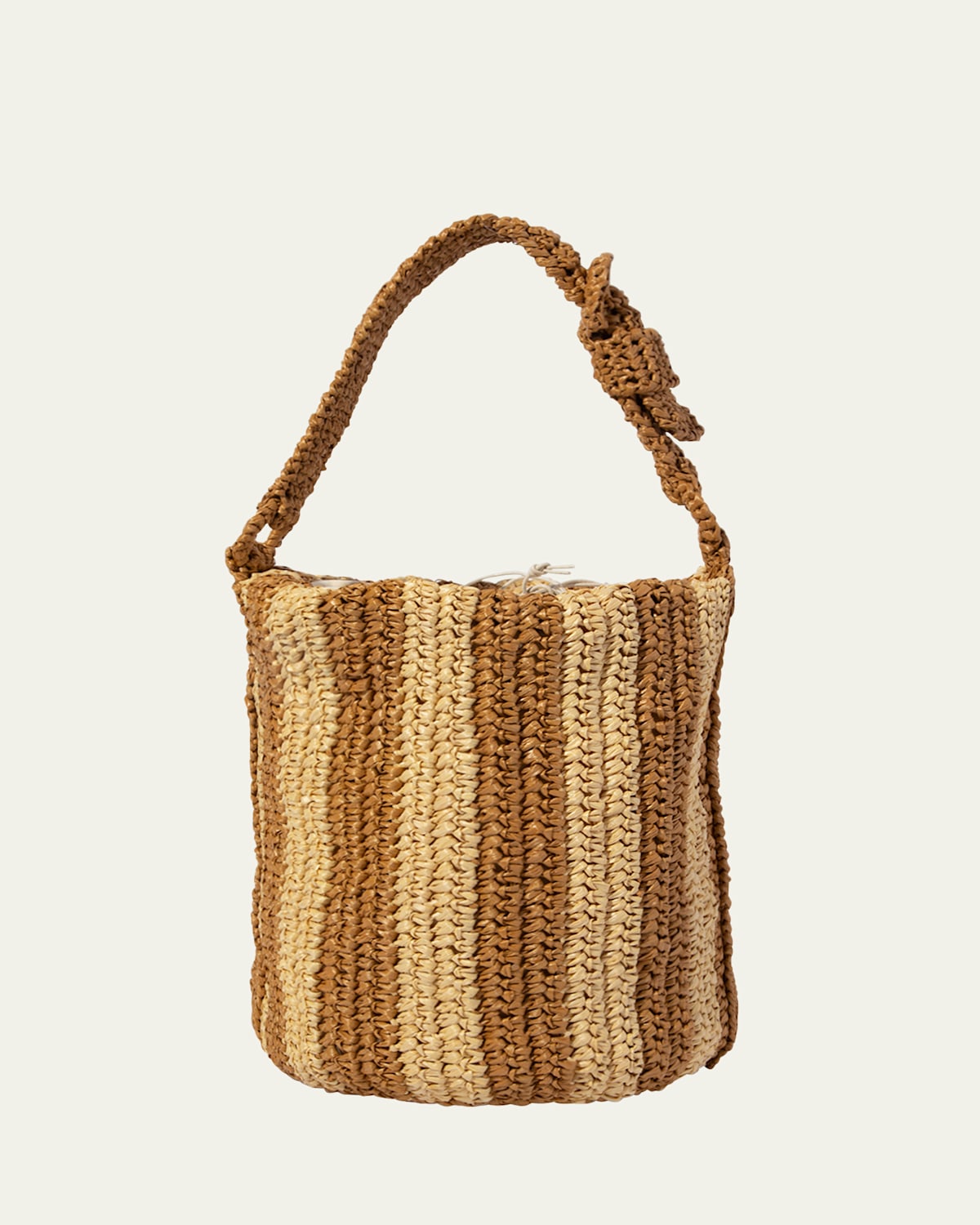 Maria La Rosa Cheyenne Striped Raffia Bucket Bag