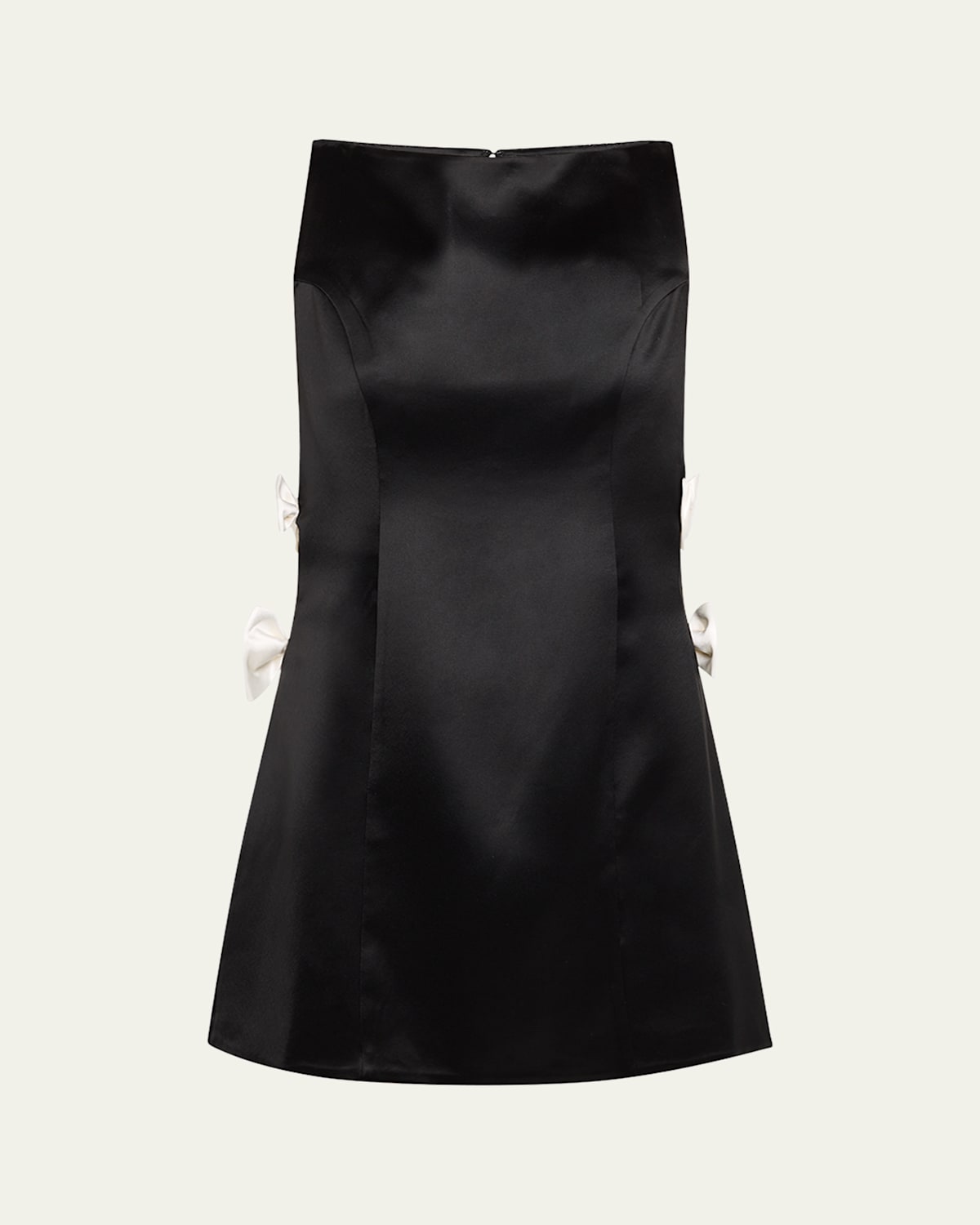 Retroféte Nadine Satin Bow Mini Dress In Black