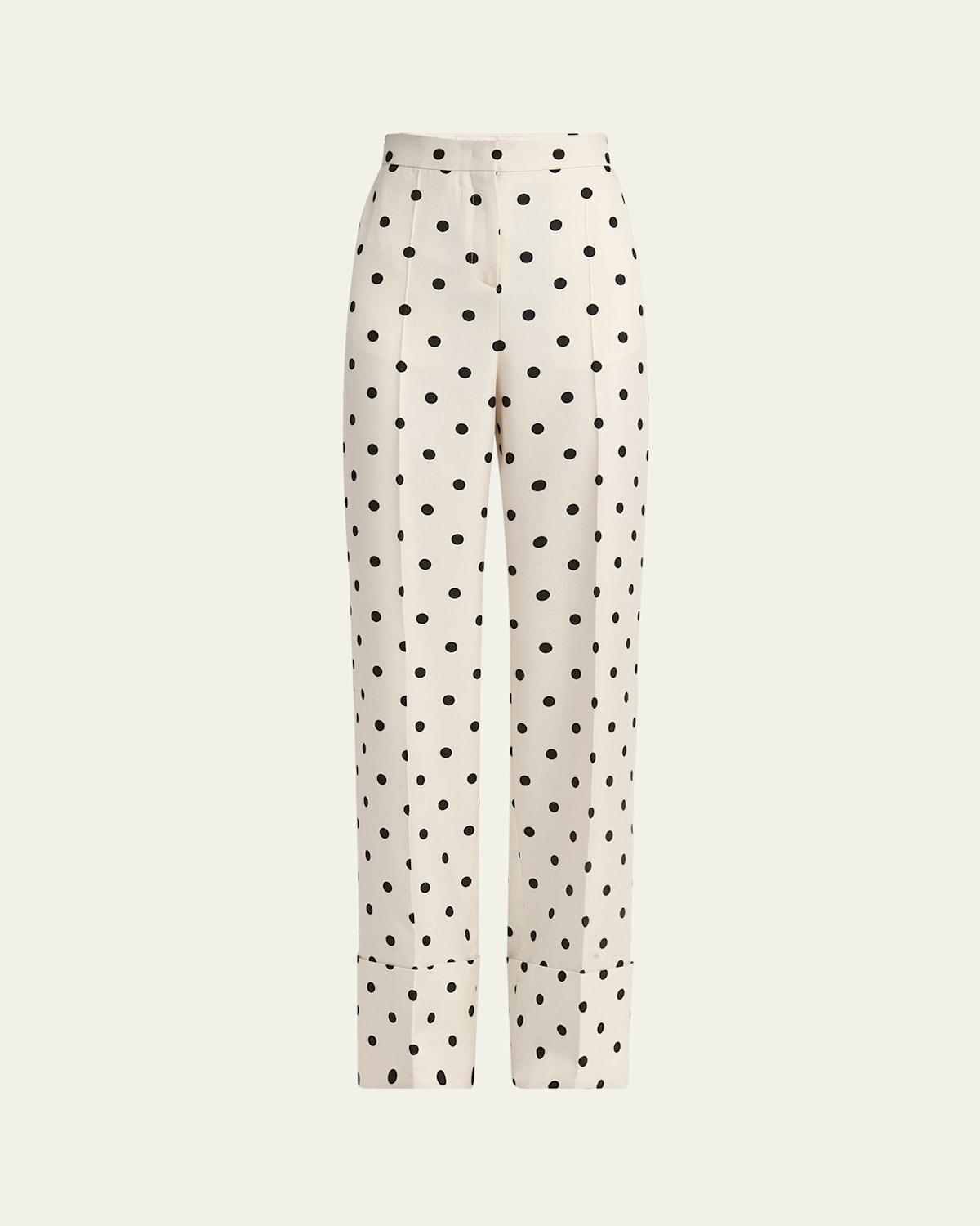 Shop Valentino Polka Dot Straight Leg Silk Trousers In Light Hazelnut