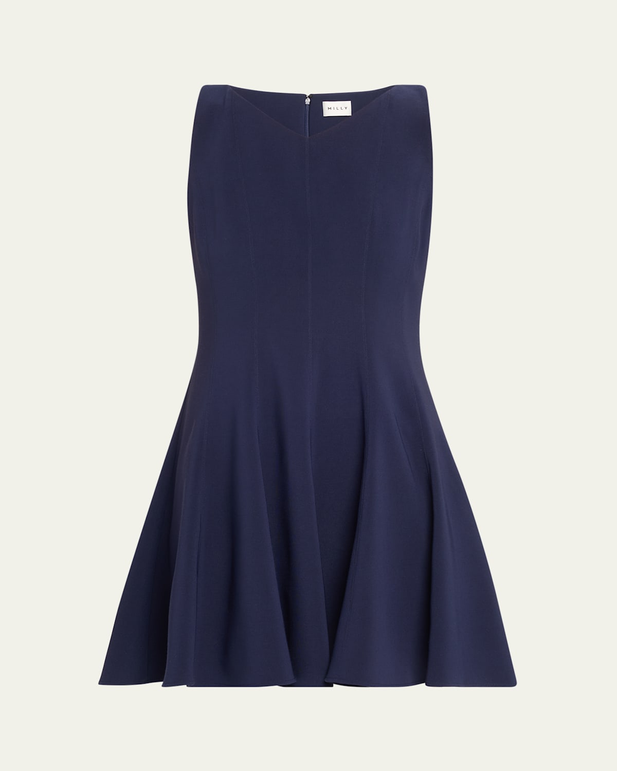 Sleeveless Stretch Cady Fit-&-Flare Mini Dress