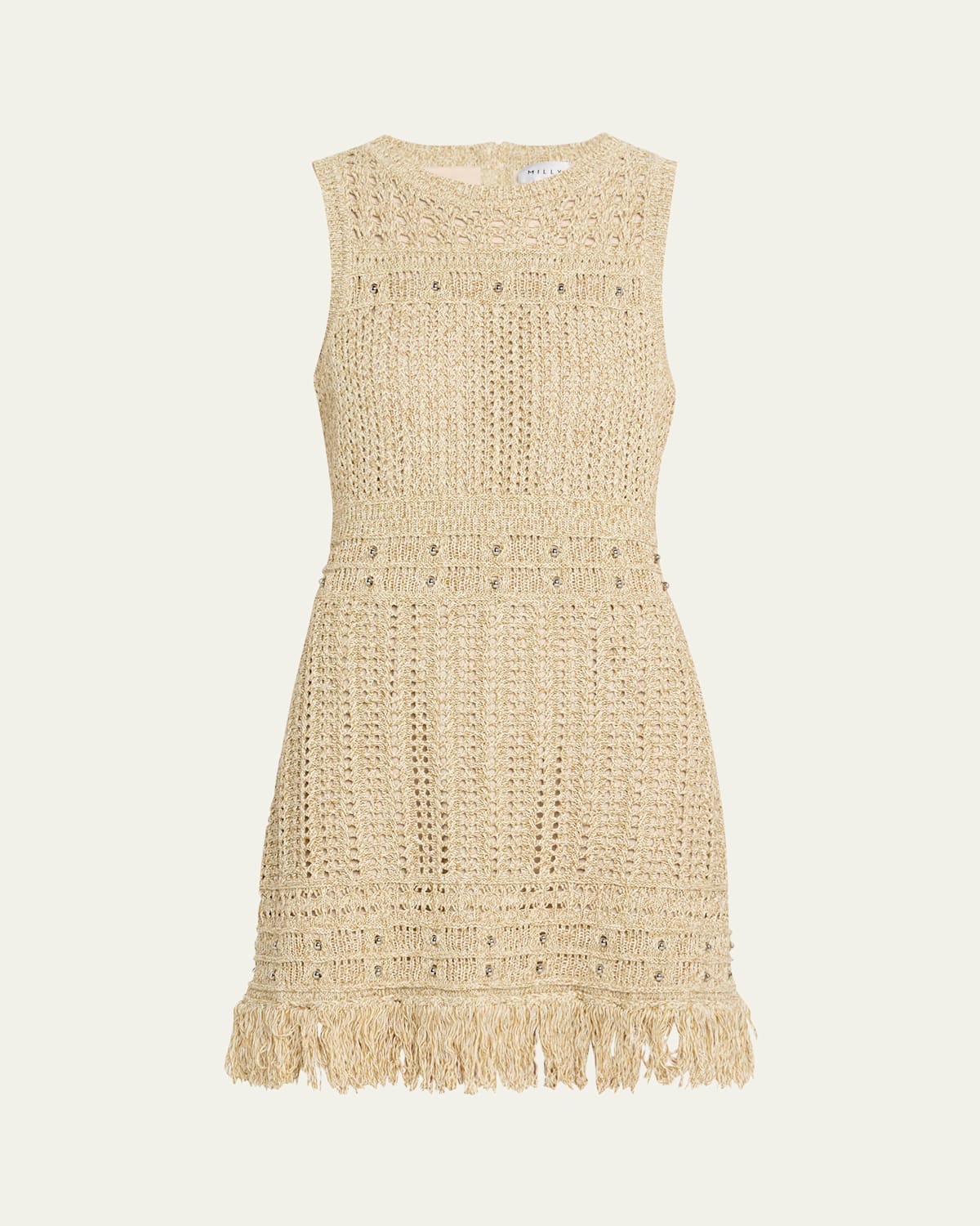 Beaded Fringe-Hem Knit Mini Dress