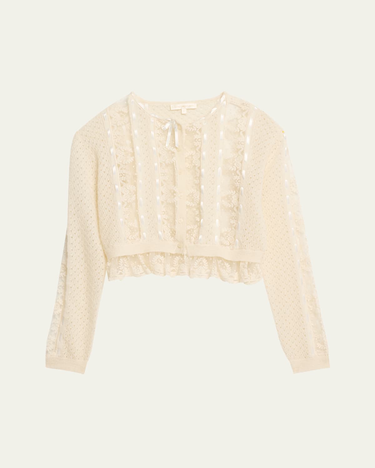 Reneley Lace-Trim Cropped Cardigan