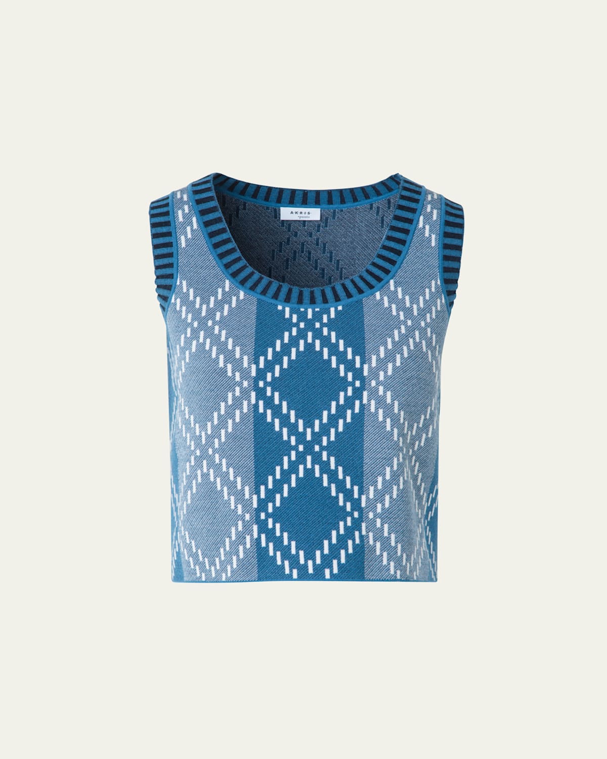 Diamond Jacquard Merino Wool Top