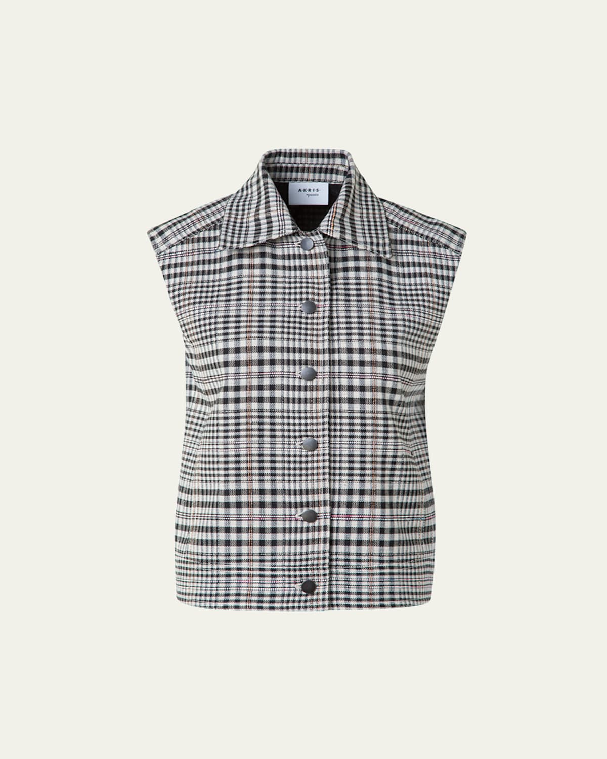 Check Cap Sleeve Cotton-Blend Jacket