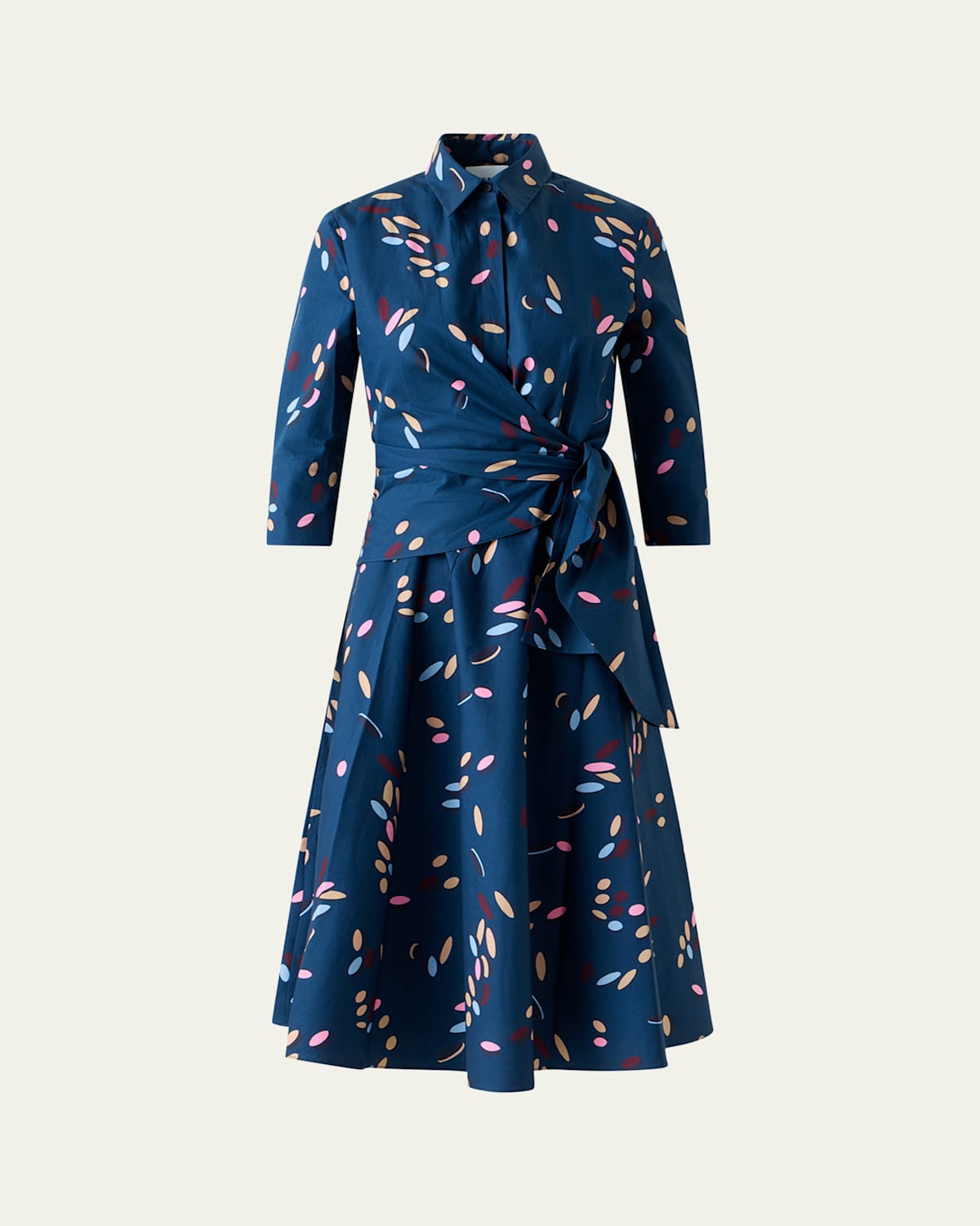 Dropping Dots Cotton Poplin Midi Wrap Shirtdress