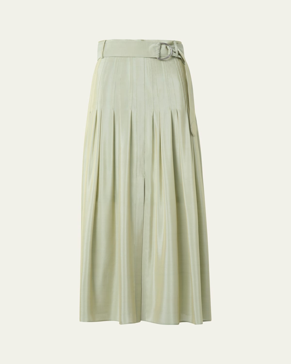 Pleated A-Line Batiste Midi Skirt