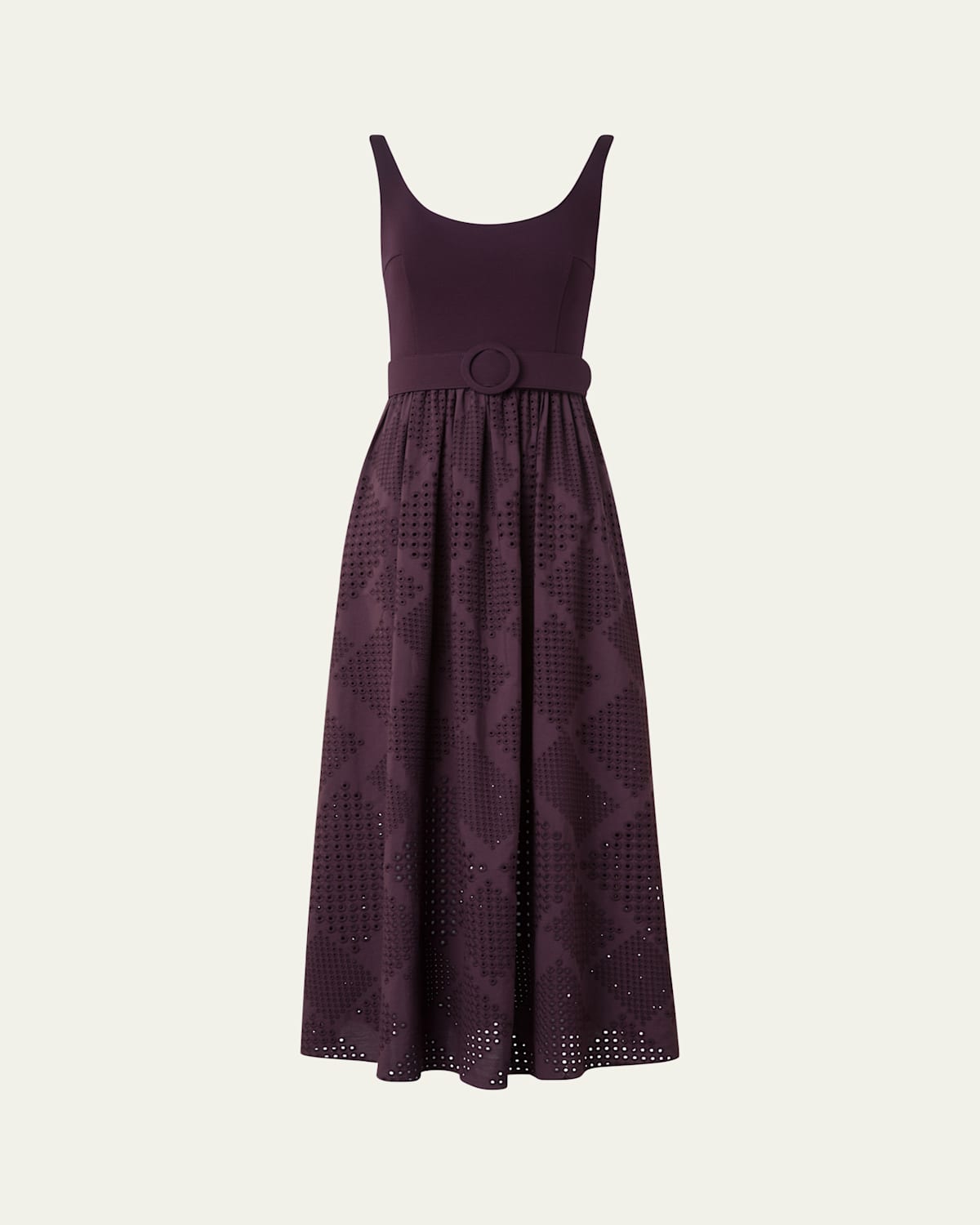 Belted Eyelet-Embroidered Cotton Midi Dress