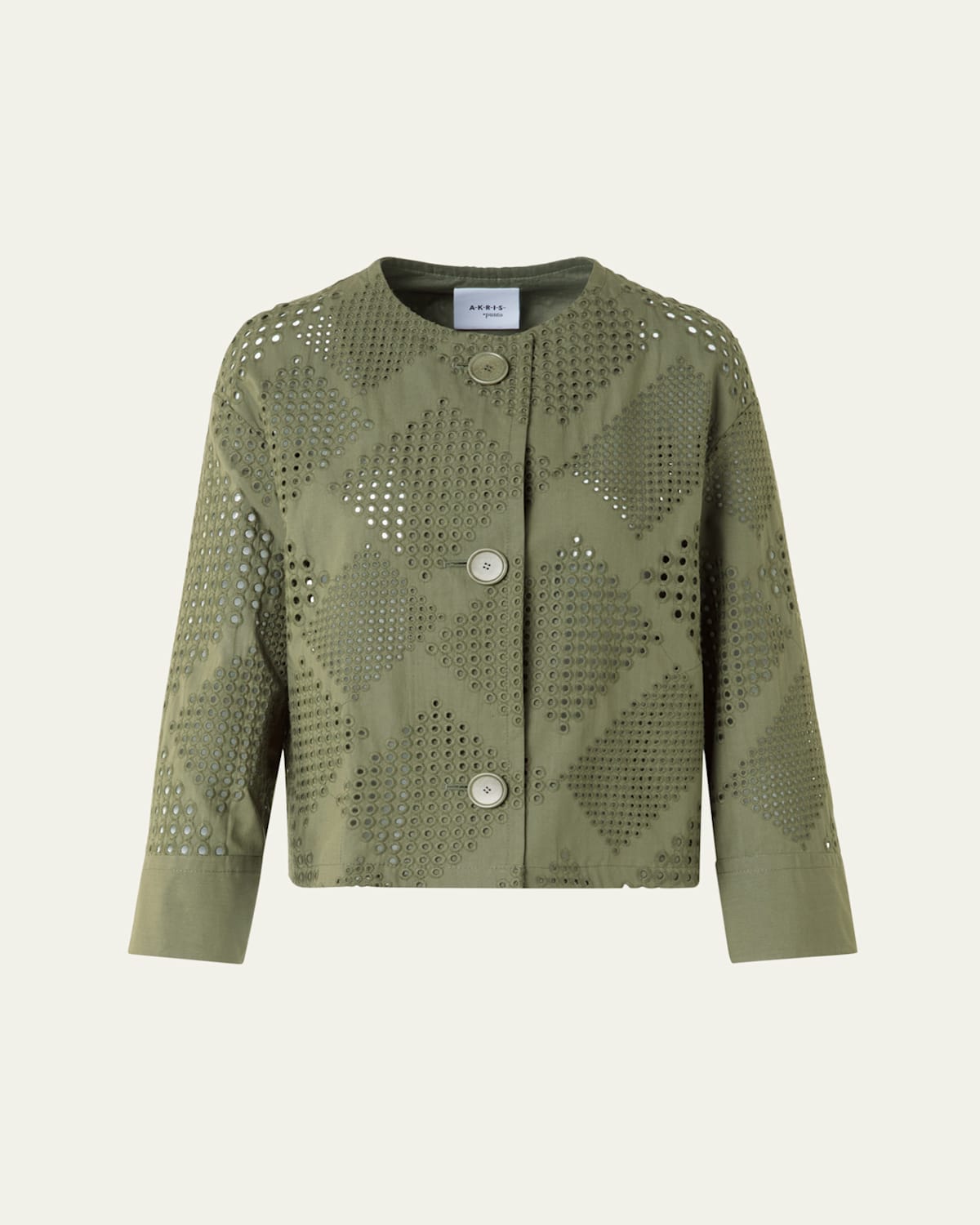 Boxy Diamond Eyelet Cotton Poplin Jacket