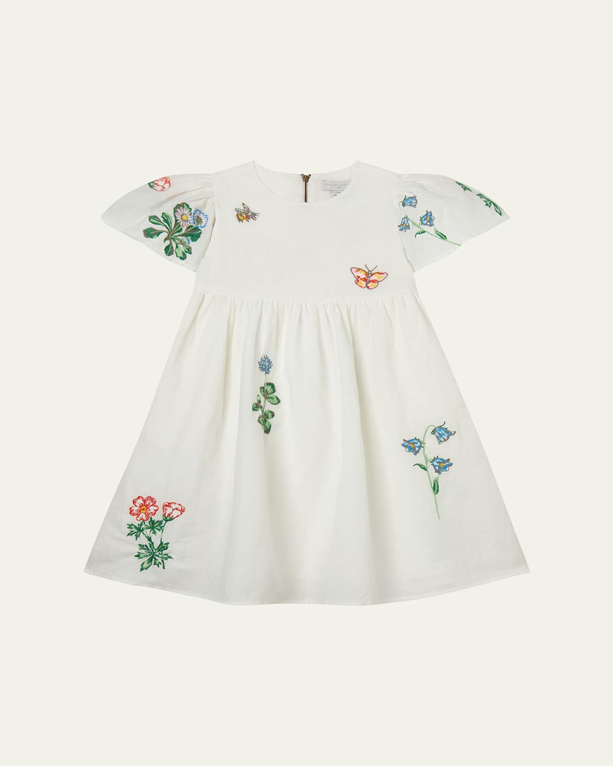 Stella Mccartney Girl's Embroidered Cotton-linen Dress In White