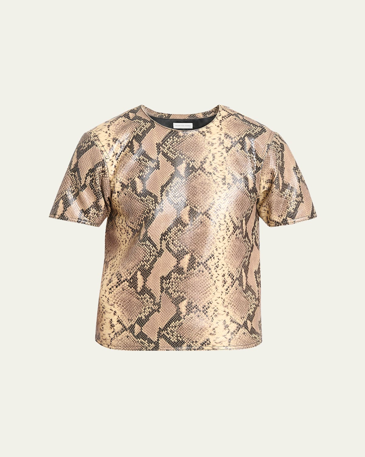 Men's Lato Snake-Embossed Leather T-Shirt