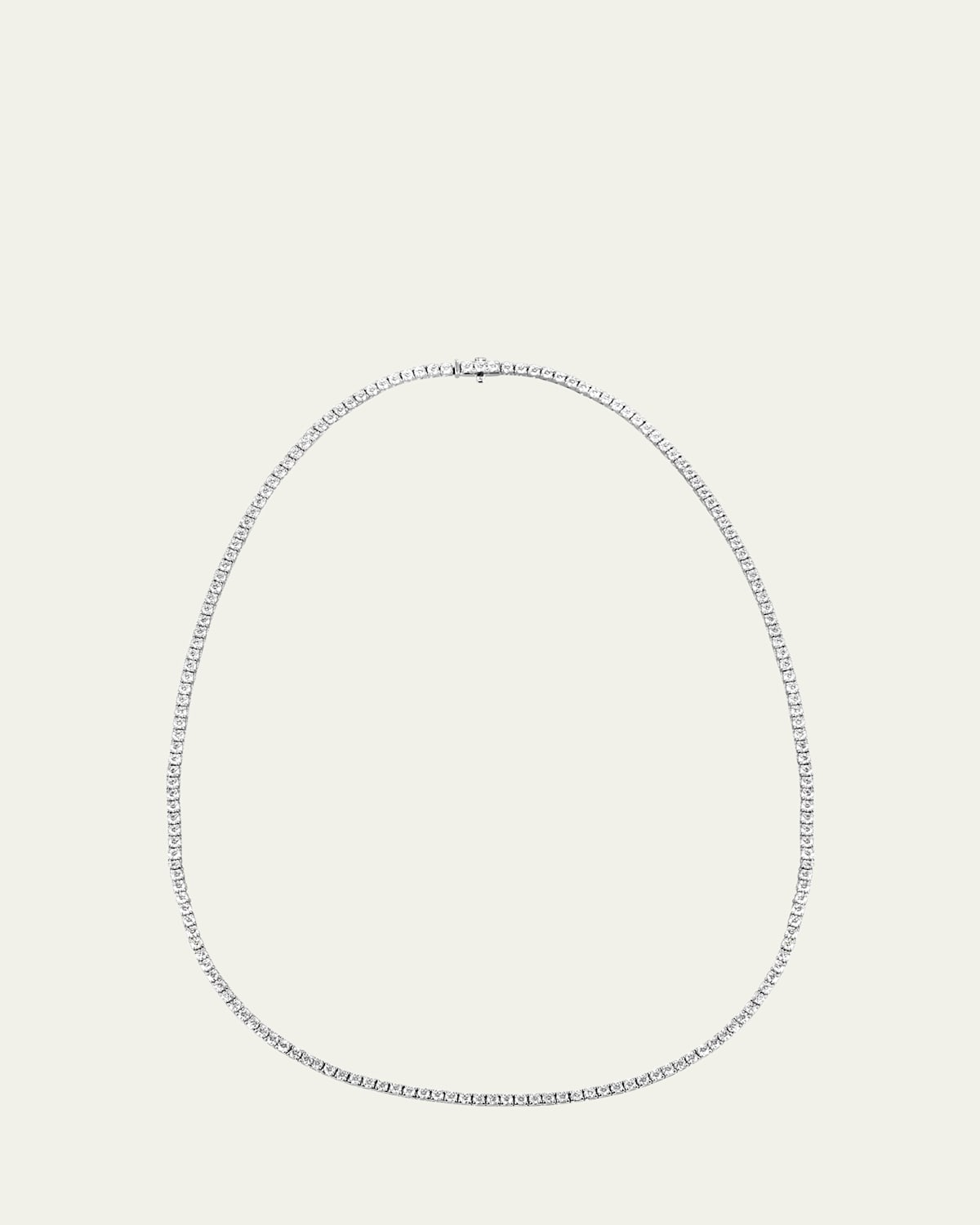 18K White Gold Pavé Diamond Riviera Necklace, 16"L