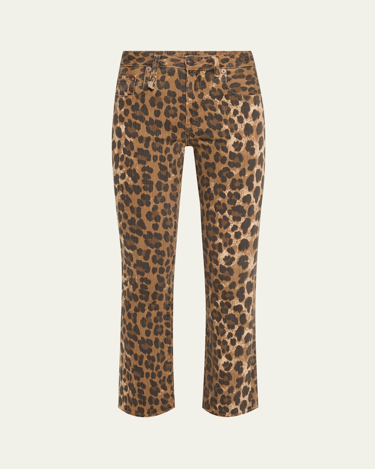 Leopard Mid-Rise Kick-Flare Jeans