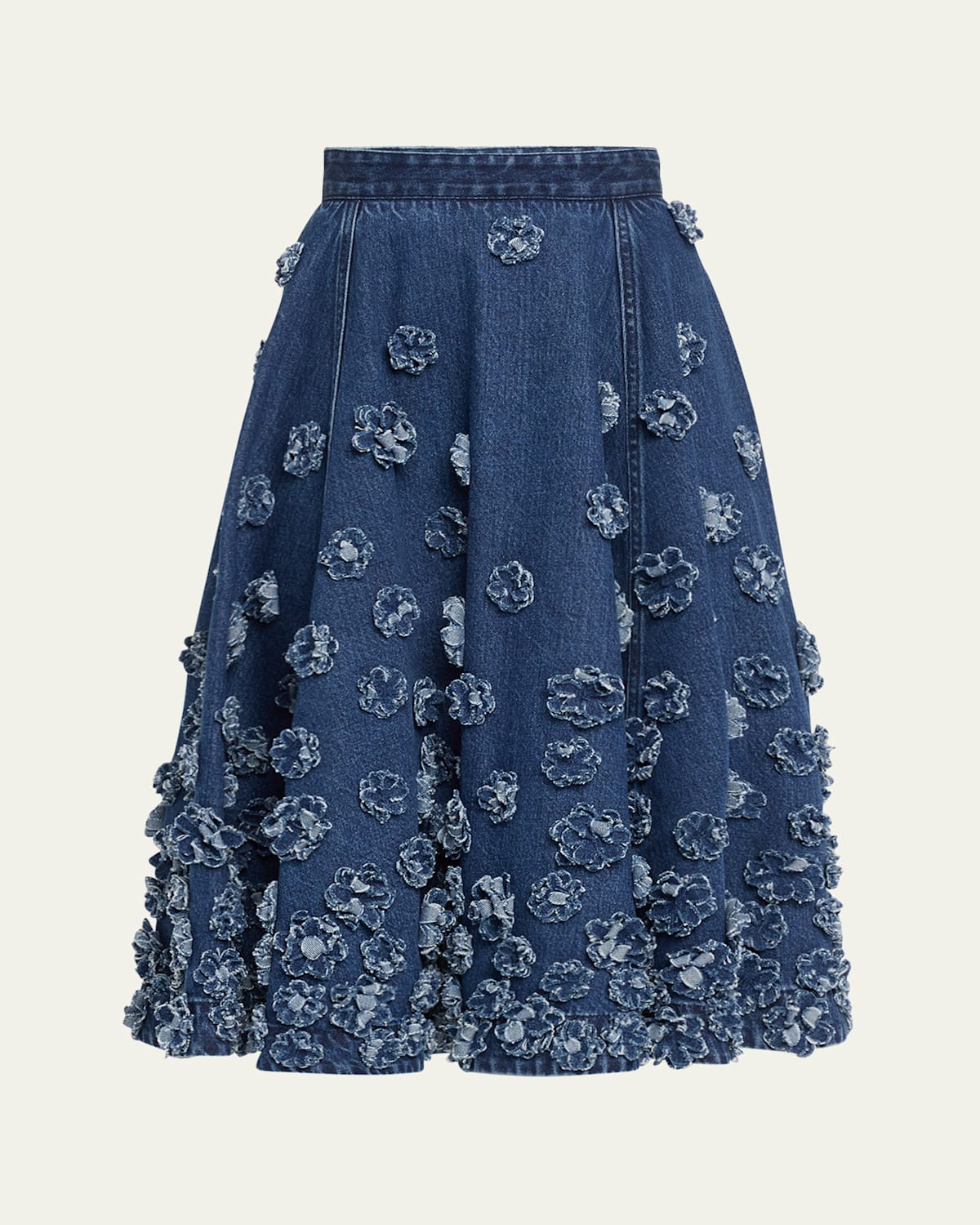 Floral Hand Embroidered Denim Circle Skirt
