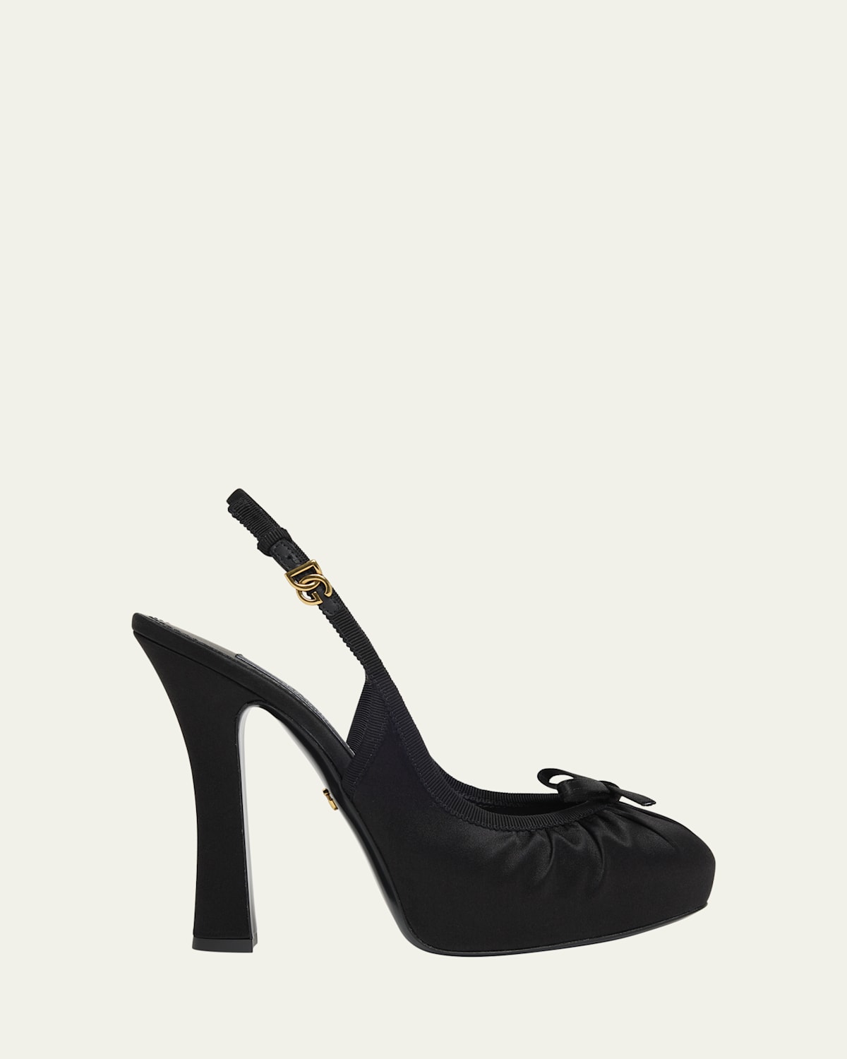 Dolce & Gabbana Satin Slingback Platform Shoes In Blackblack