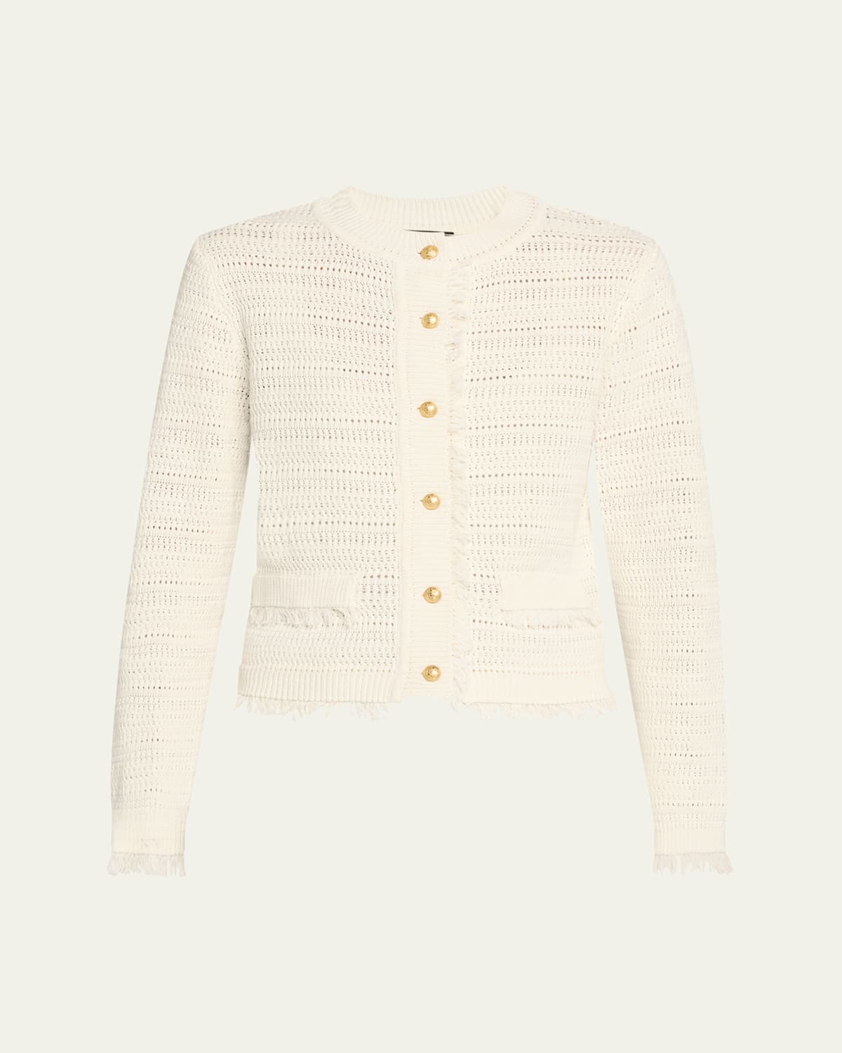 Taza Pointelle-Knit Fringed Sweater