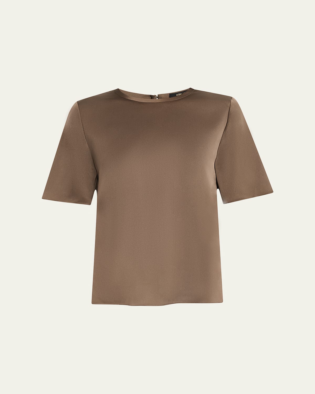 Kobi Halperin Maryl Crewneck Cotton-linen Blouse In Sable