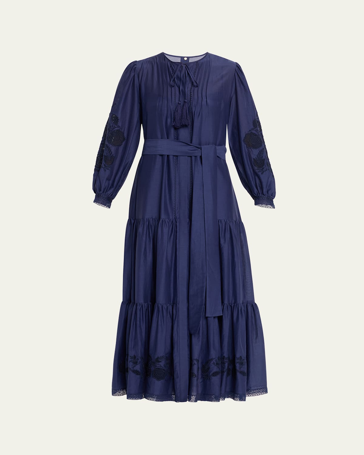Shanice Tiered Floral-Embroidered Maxi Dress