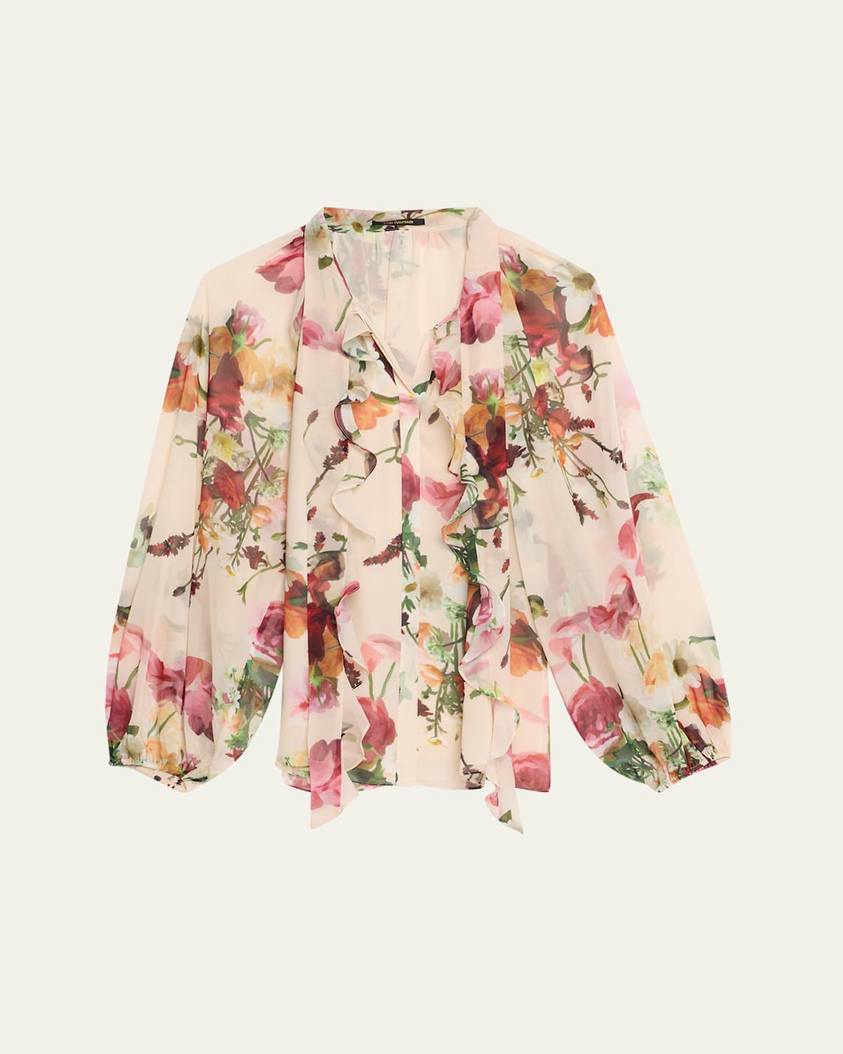 Kobi Halperin Galen Floral Print Blouse In Ecru Multi