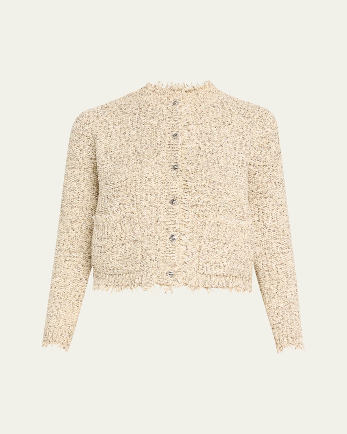 Emorie Fringe-Trim Tweed Knit Jacket