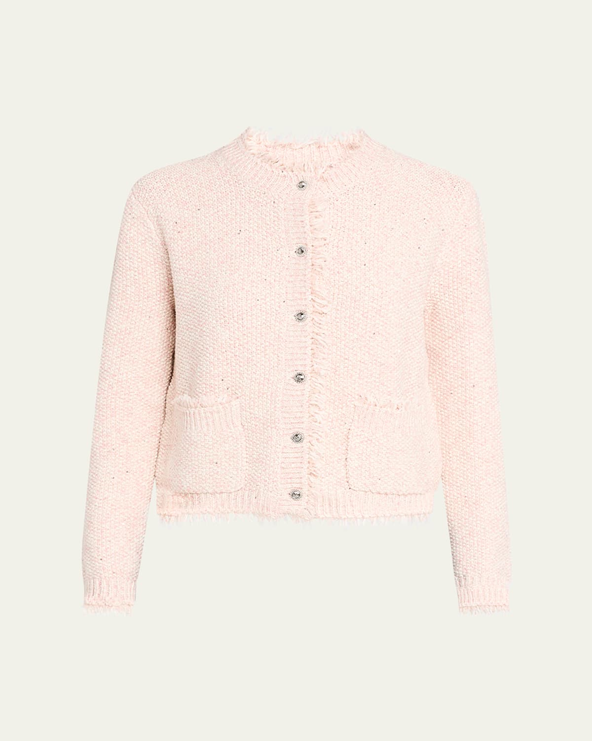 Emorie Fringe-Trim Tweed Knit Jacket