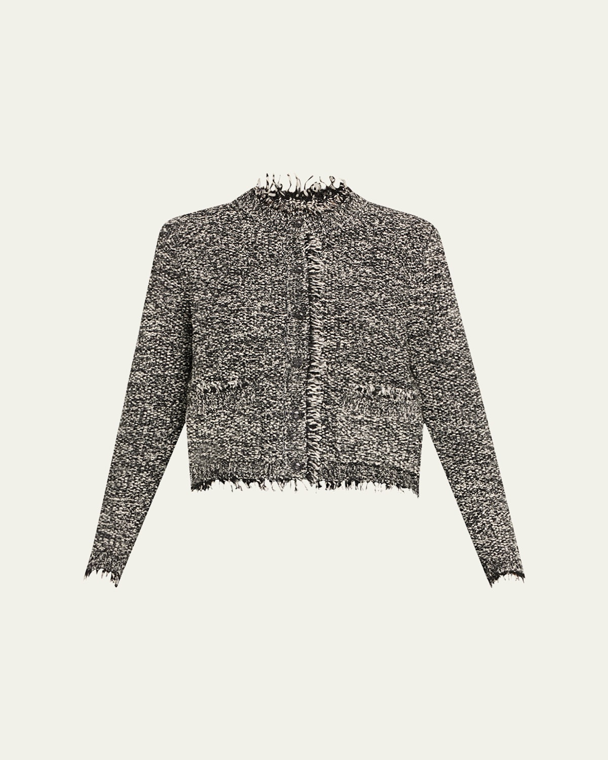 Emorie Fringe-Trim Tweed Knit Jacket