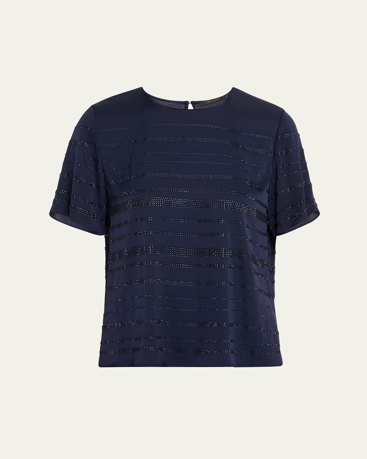 Kobi Halperin Rhinestone Stretch Silk Top In Midnight