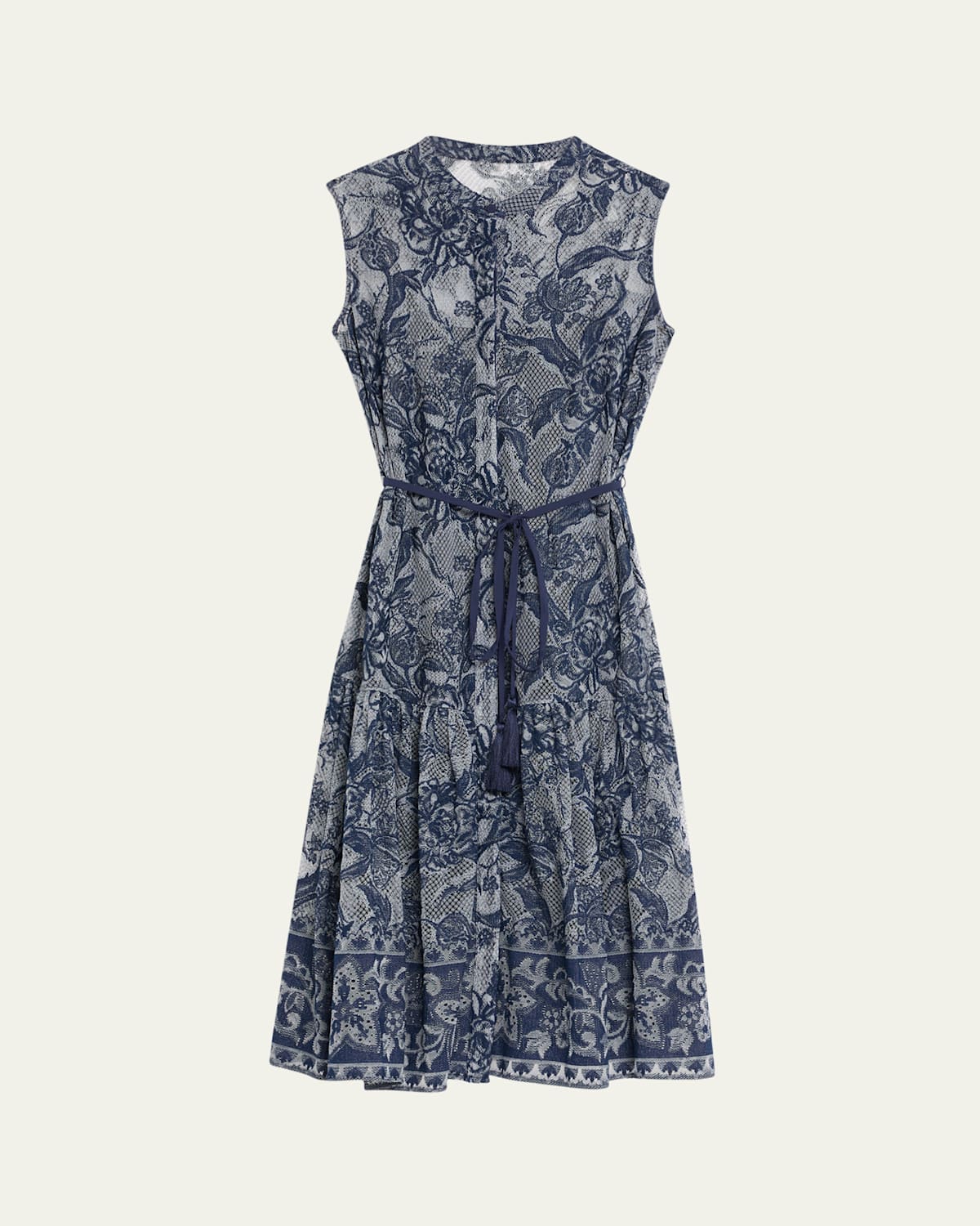 Kobi Halperin Brien Sleeveless Floral Lace Midi Dress In Blue Multi