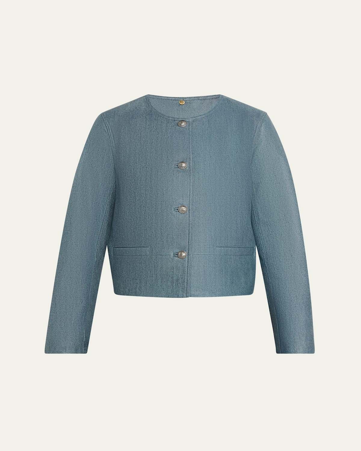Muse Denim-Print Leather Jacket