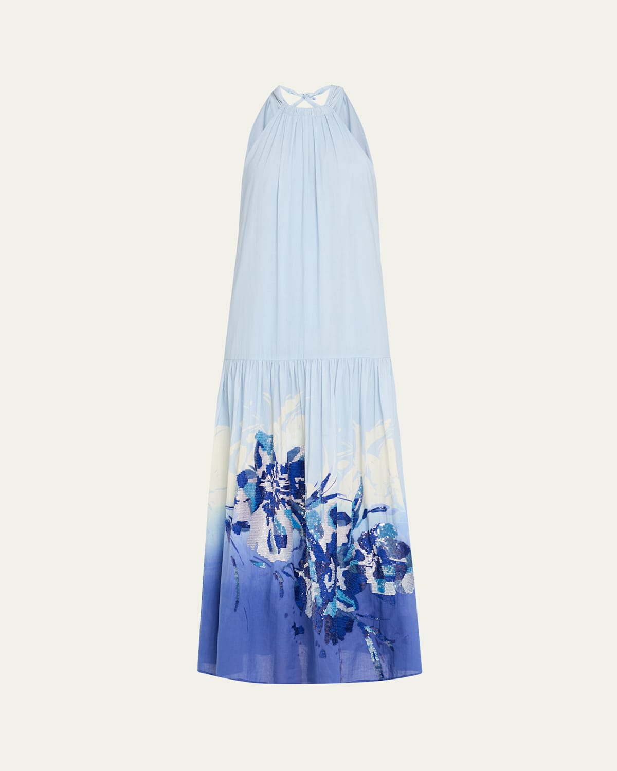 Kobi Halperin Daelia Sequin Floral-print Halter Maxi Dress