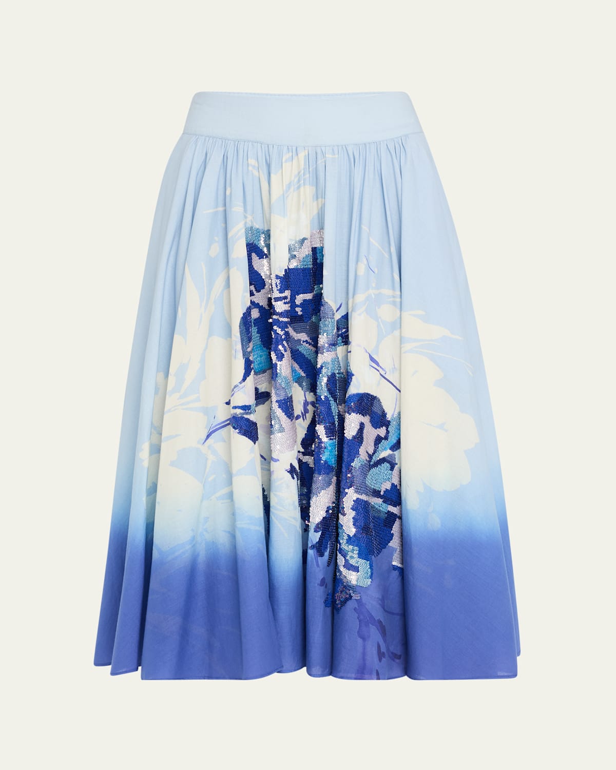 KOBI HALPERIN SELWYN OMBRE SEQUIN FLORAL-PRINT MIDI SKIRT 