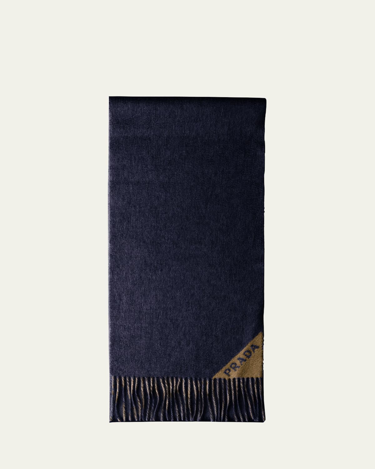 Prada Men's Double-faced Cashmere Scarf In Blue Camel