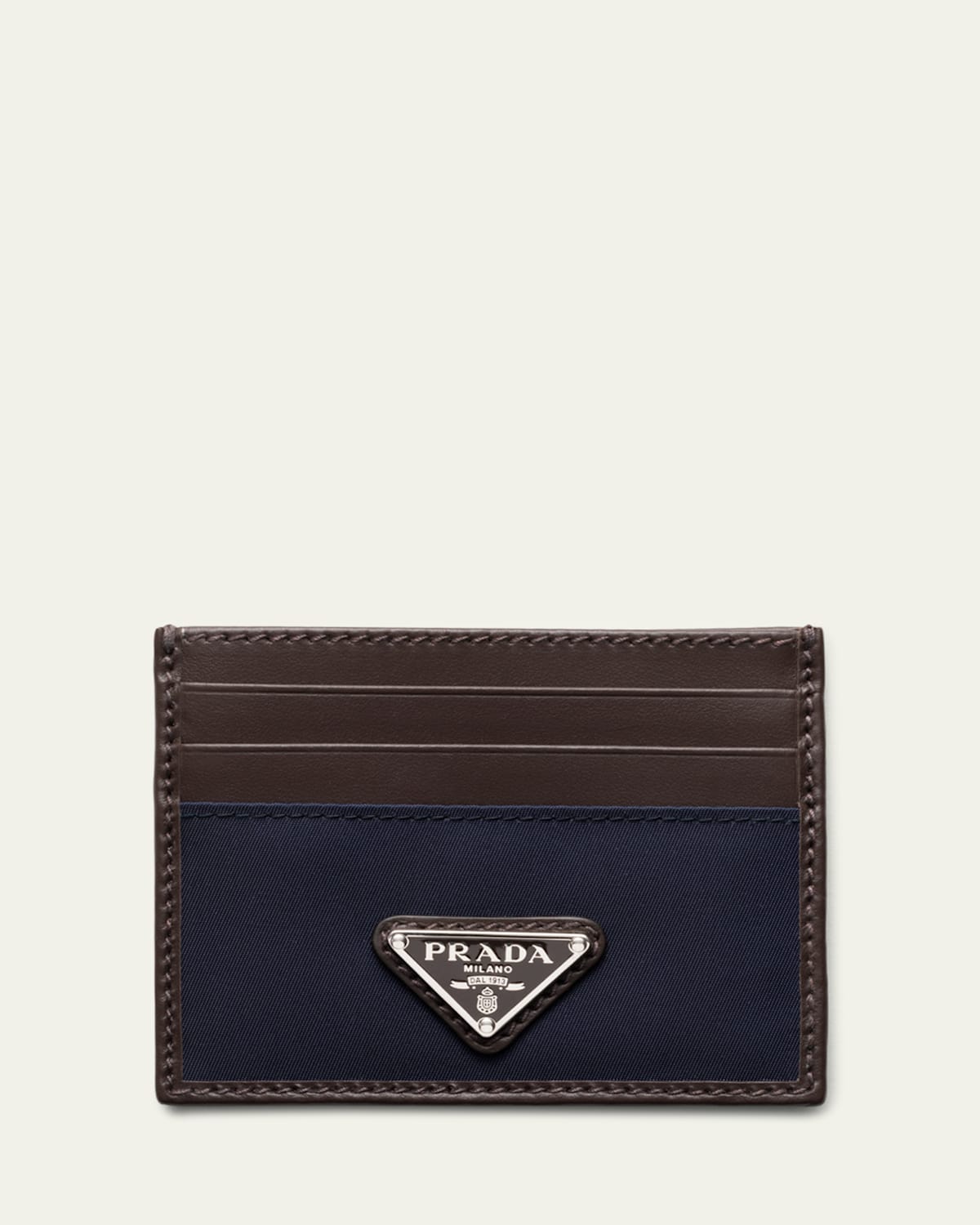 Men's Re-Nylon and Leather Card Holder