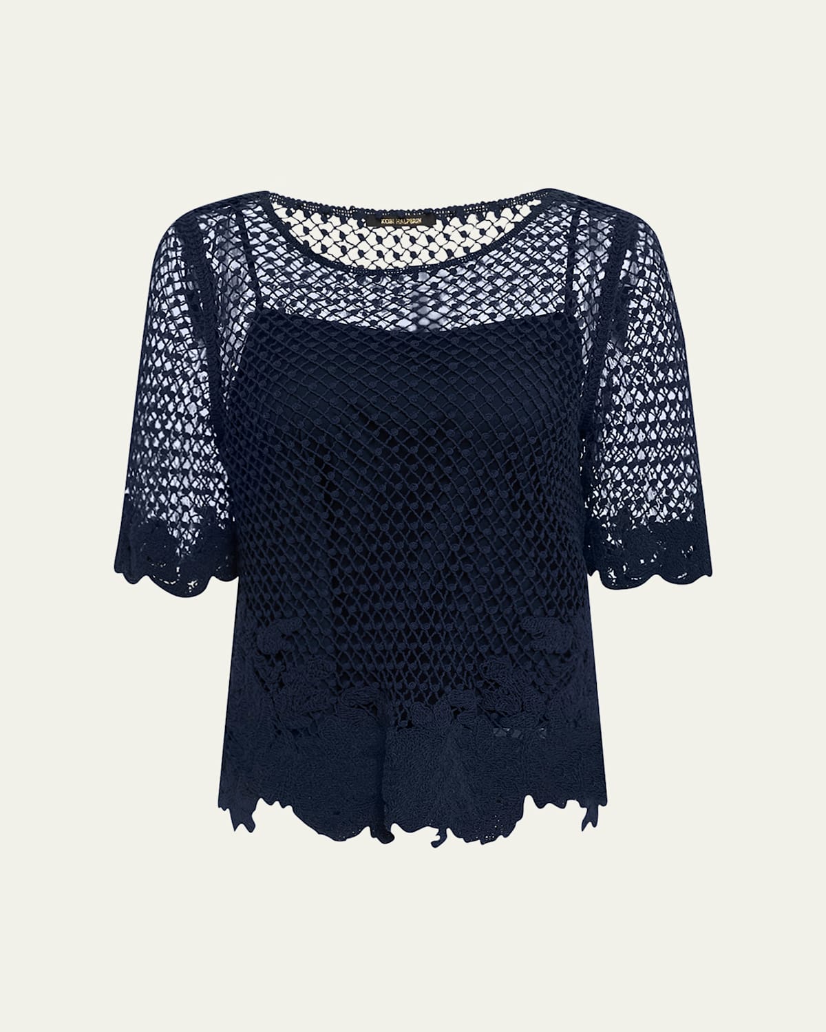 Kobi Halperin Sylvs Floral Crochet Rosette Net Blouse In Blue